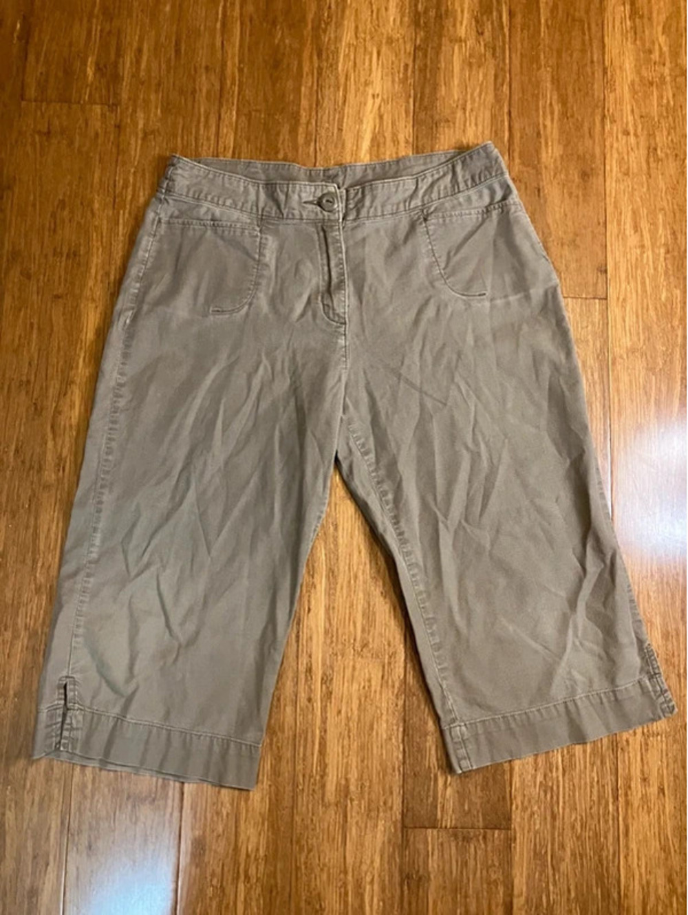 Woolrich Womens 10 Capri Pants Branch Taupe Brown Stretch Cotton Outdoor Crop